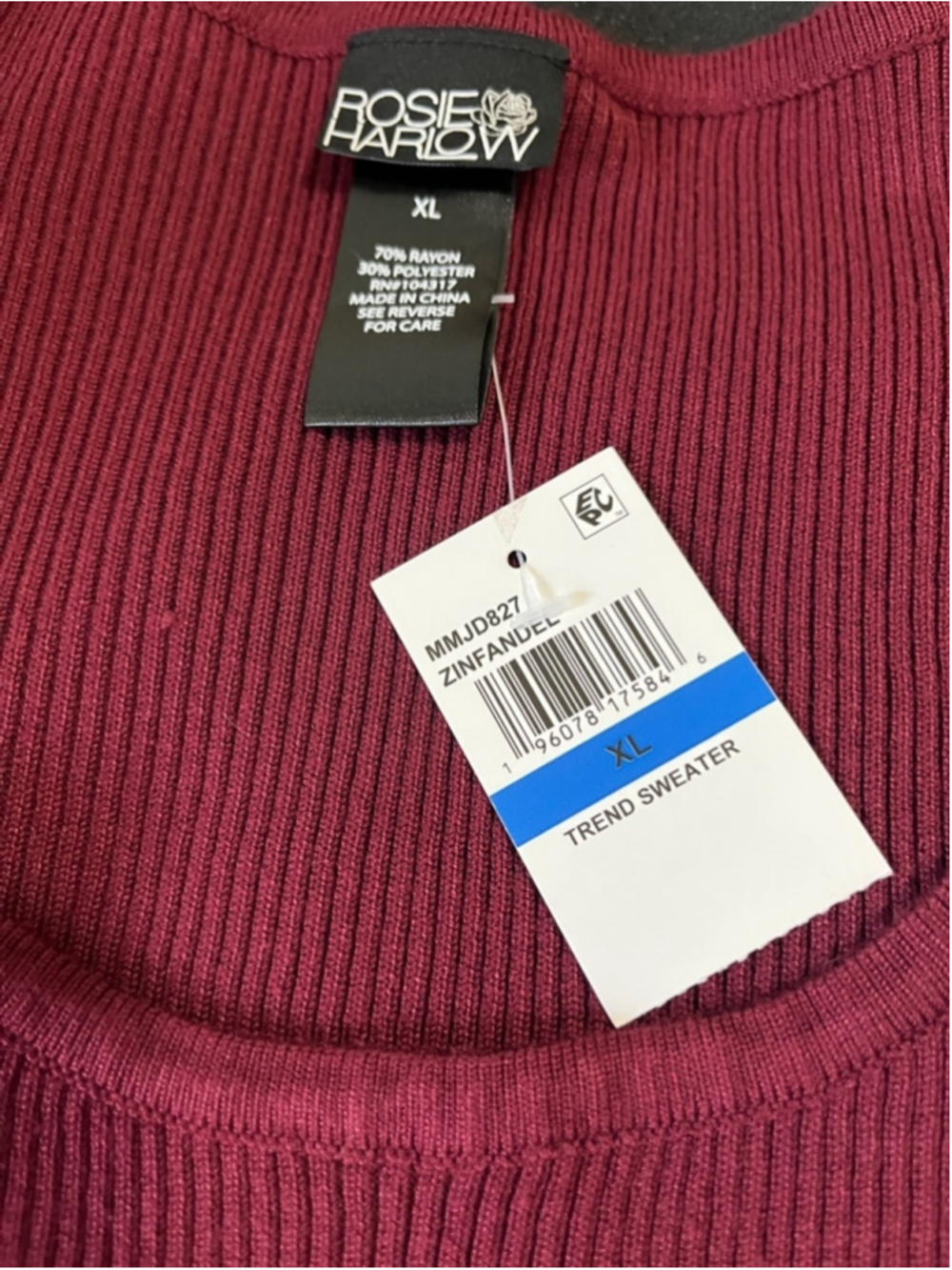 Rosie Harlow Burgundy Slim Ribbed Long Sleeve Sweater Dress - Picture 6 of 6
